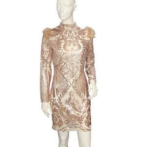 Very‎ Sheer Lace Mini Dress XS | Long Sleeve Semi-Transparent Layering Dress